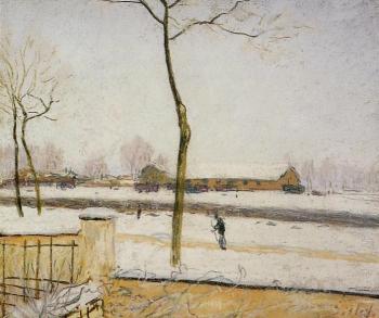 Alfred Sisley : Snow Scene, Moret Station